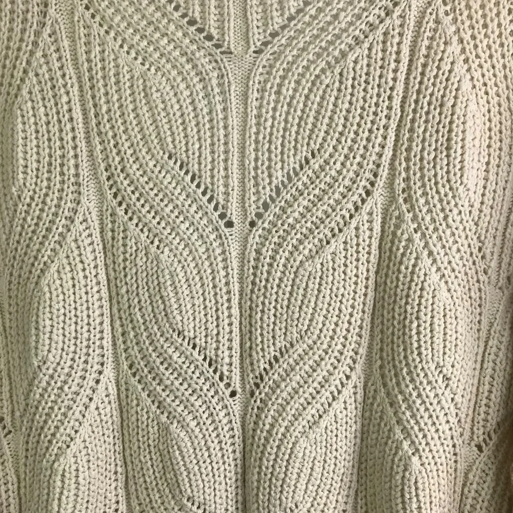 Madewell Cardigan Sweater Womens L Beige‎ Cable Knit Button Front Cotton Cozy